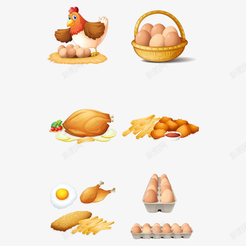 鸡蛋和鸡肉产品矢量图 页面网页 平面电商 创意素材 手绘鸡素材